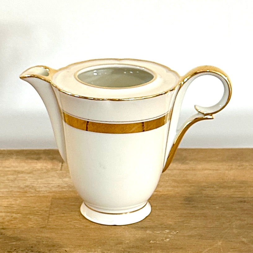 Service à café en porcelaine fine de Limoges - Circa 1960 - Blanc et or - 29 pièces