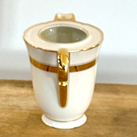 Service à café en porcelaine fine de Limoges - Circa 1960 - Blanc et or - 29 pièces