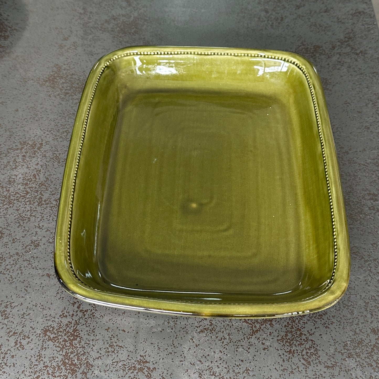 Plat Suédois Vintage Années 70 – Höganäs Sweden keramik - Vert Olive